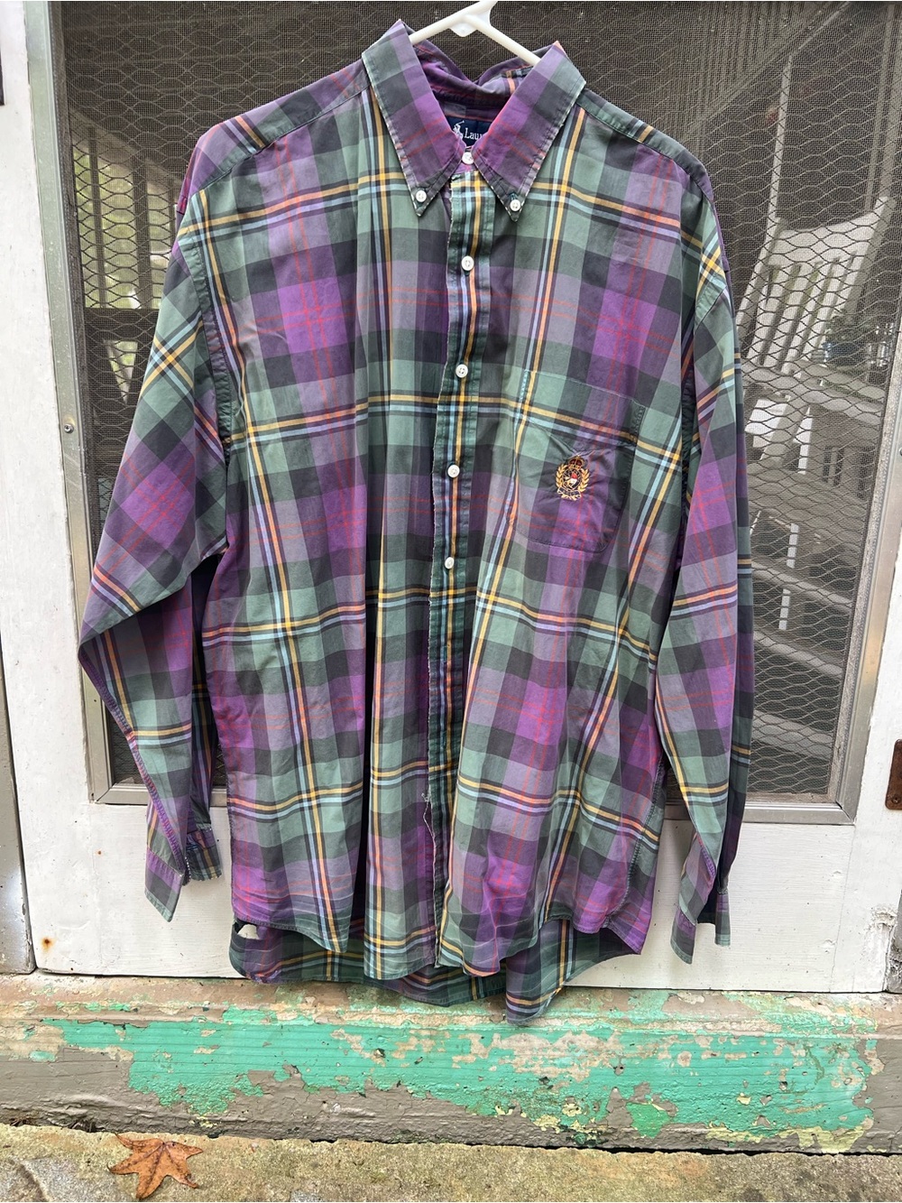 Ralph Lauren Purple and Green Plaid Button-Down Shirt